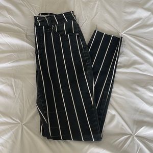 Mid Rise Striped Skinny Jeans